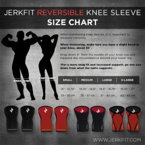 JerkFit Reversible Knee Sleeves size guide