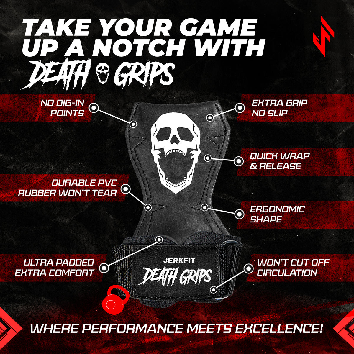 Death Grips Padded Lifting Straps JerkFit