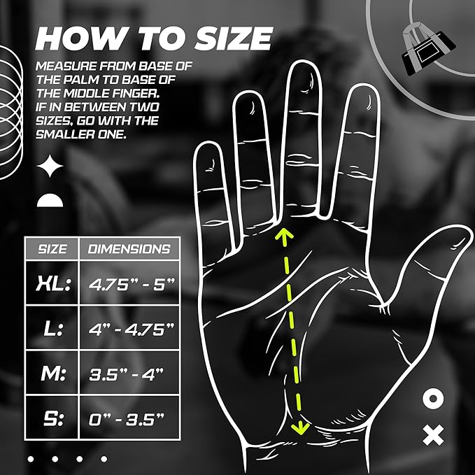 WODies Workout Gloves size guide